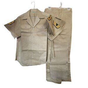 Military Short Sleeve 1st SGT Khaki Shirt & Pants 1971?